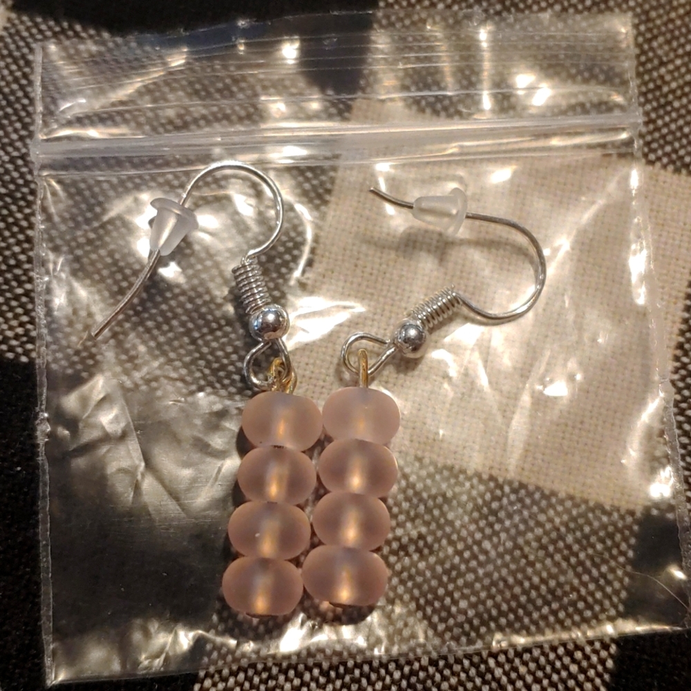 Pink glass bead earrings !